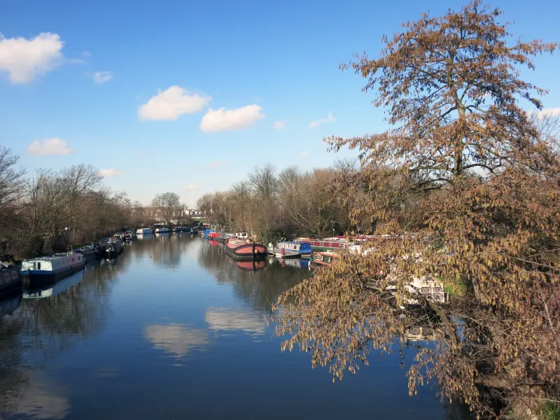 River Lea above Horseshoe Bridge, Clapton, London