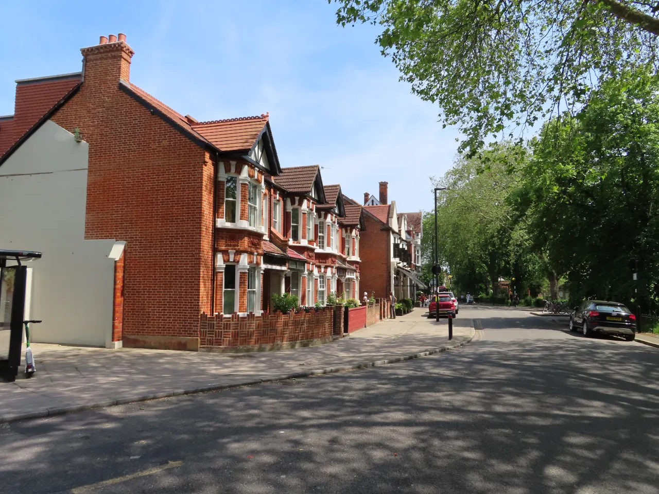 Red brick terraced houses on South Parade, Acton Green