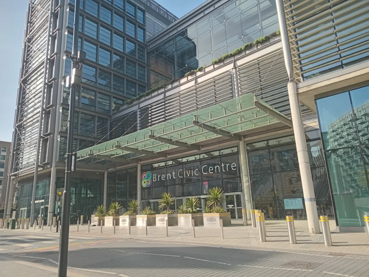 Brent Civic Centre in Wembley, the borough's council headquarters formed by the 1965 merger
