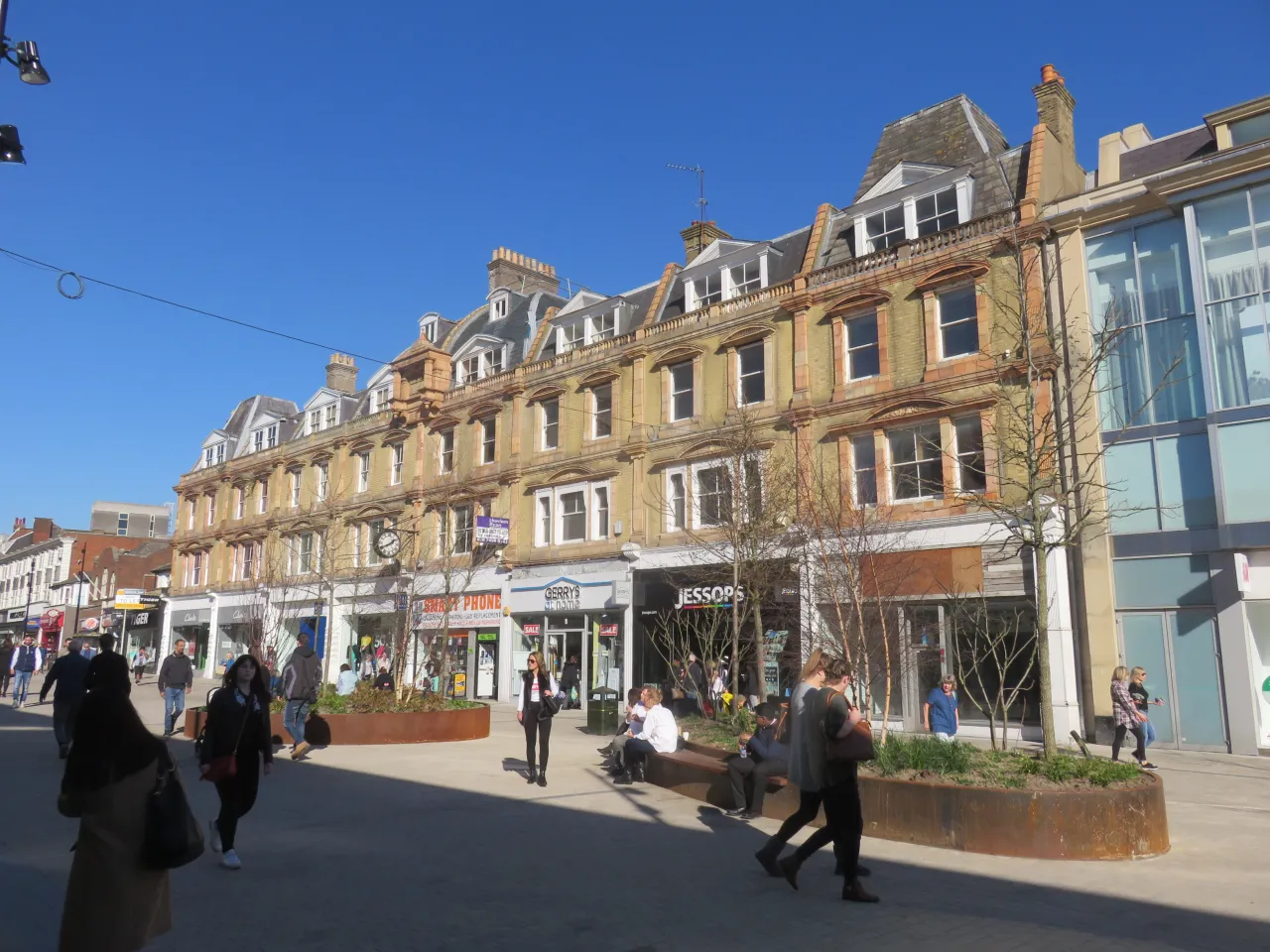 Aberdeen Buildings, a Victorian terrace of shops above the pedestrianised High Street in Bromley town centre