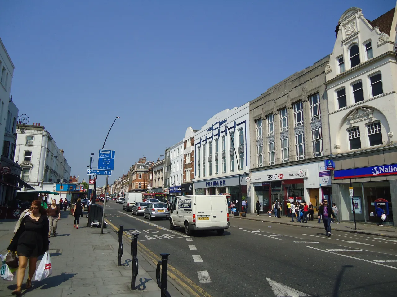 Kilburn High Road, the nearest shopping street to Brondesbury Park