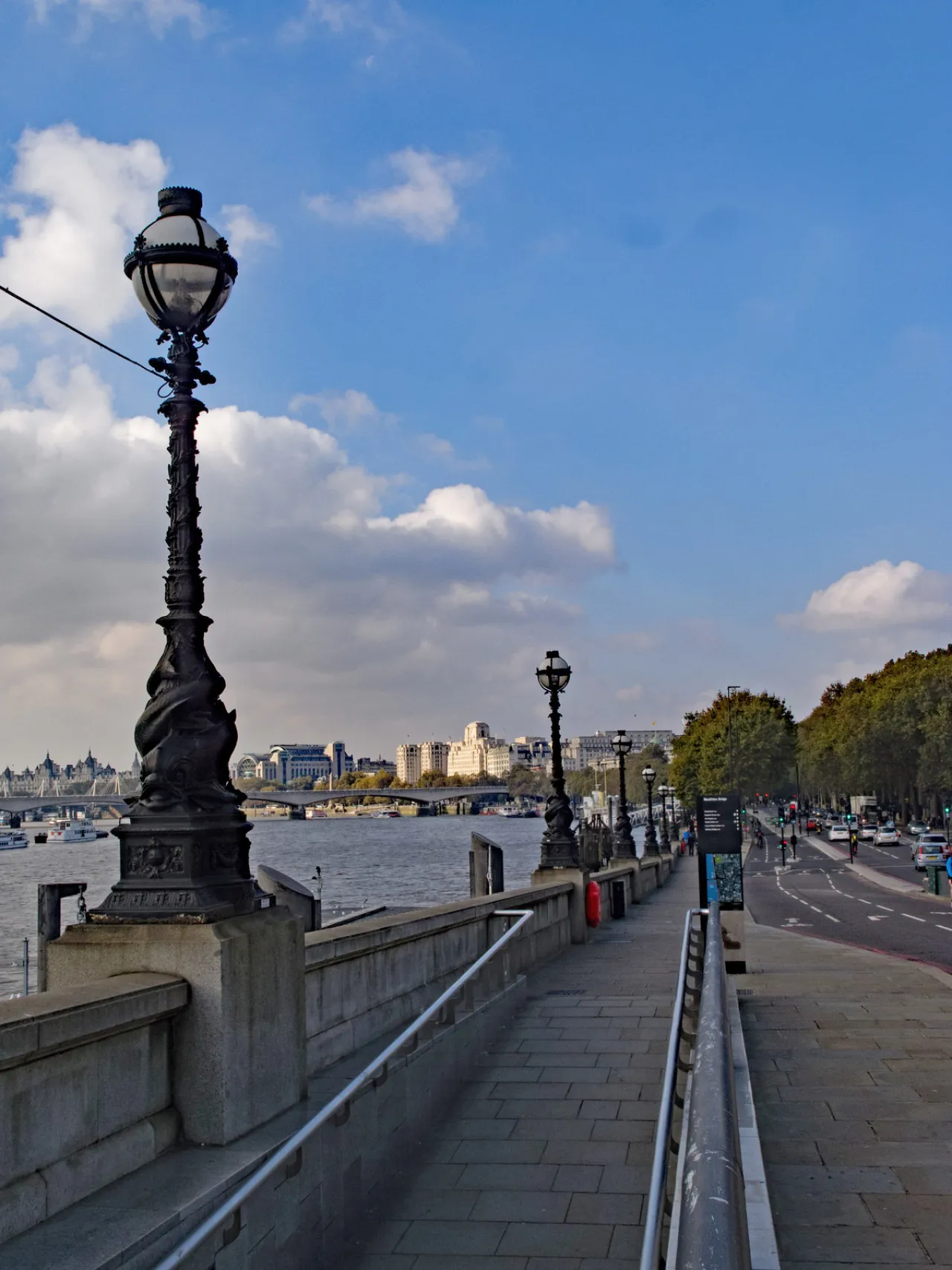 Victoria Embankment beside the Thames, near Charing Cross, London
