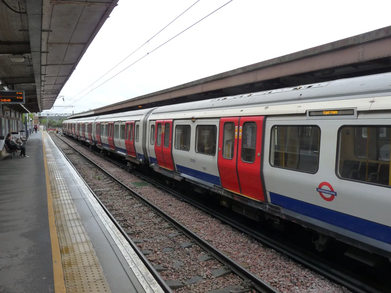 A London Underground train at Upminster station, near Corbets Tey