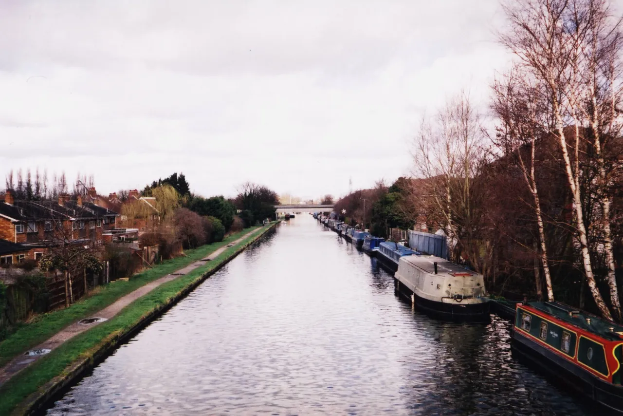 The Grand Union Canal at Cowley Mill Road, on the edge of Cowley near Uxbridge