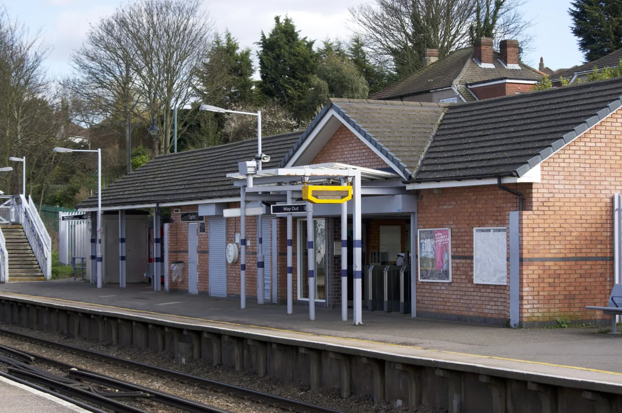 Crayford railway station building on the southeastern line into London