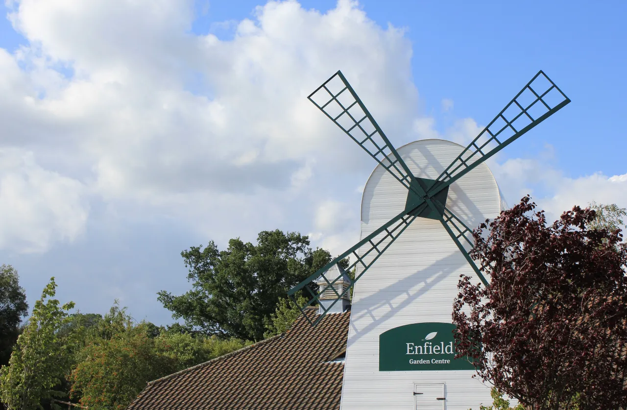 The windmill landmark at Enfield Garden Centre on Crews Hill's Cattlegate Road