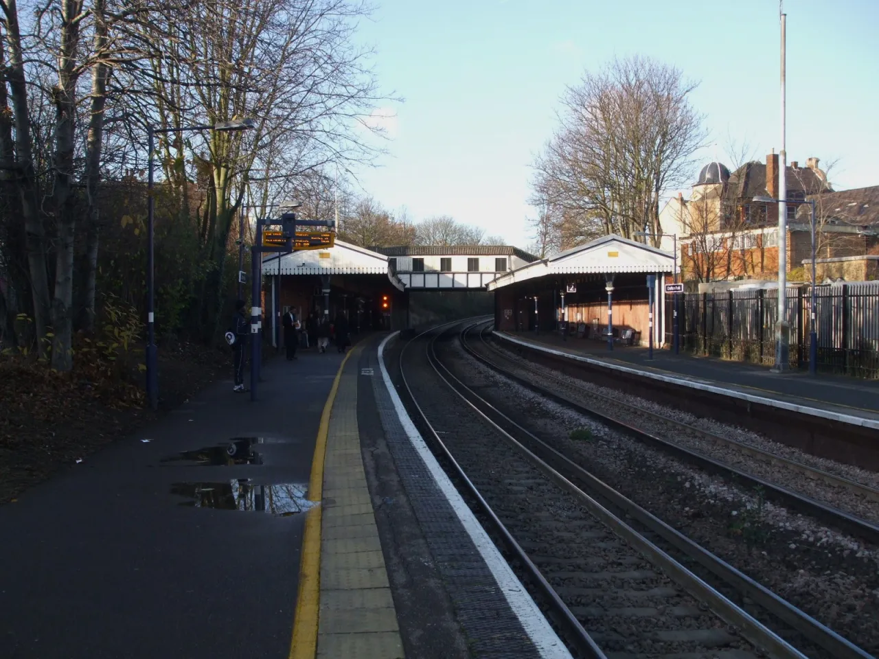 Crofton Park station platform and railway tracks, SE4
