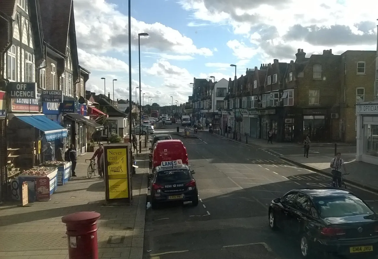 Brockley Road in Crofton Park, SE4, showing the parade of local shops