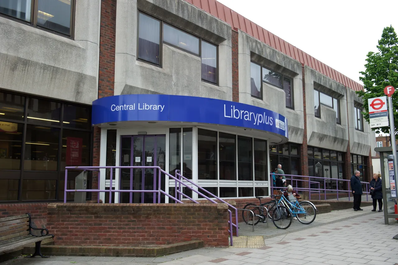 Bexleyheath Central Library on Townley Road, near Crook Log