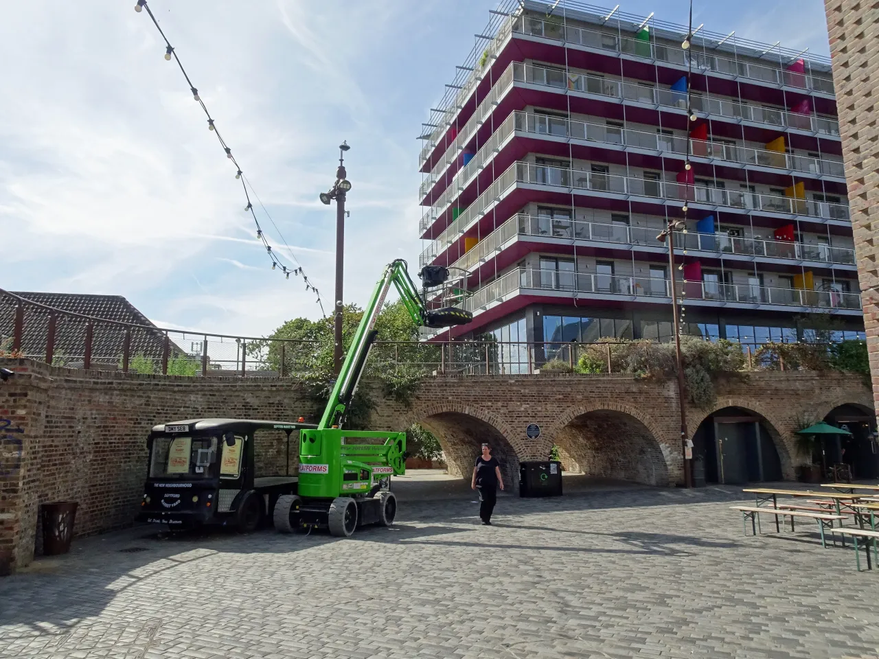 The old railway carriage ramp and viaduct arches at Deptford Market Yard, SE8