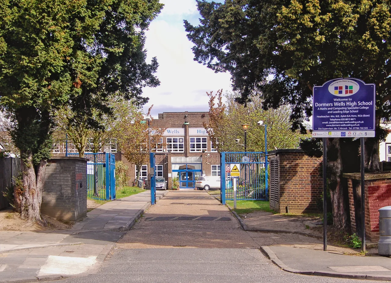 Entrance to Dormers Wells High School in Southall