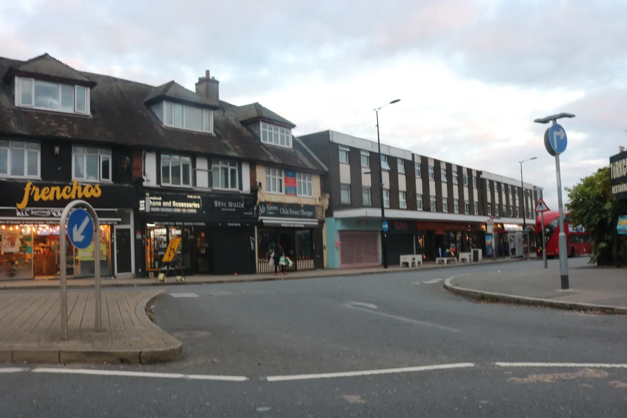 Shops on the High Street in Hornchurch, near Elm Park