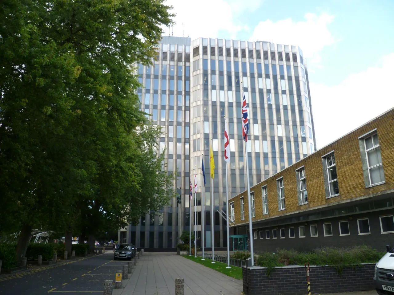 Enfield Civic Centre, the council's headquarters building near the town centre