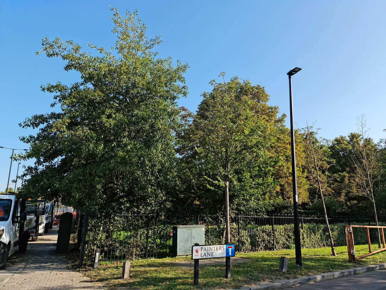 Entrance to Painters Lane Park, a green space in Freezywater near the Hertfordshire border