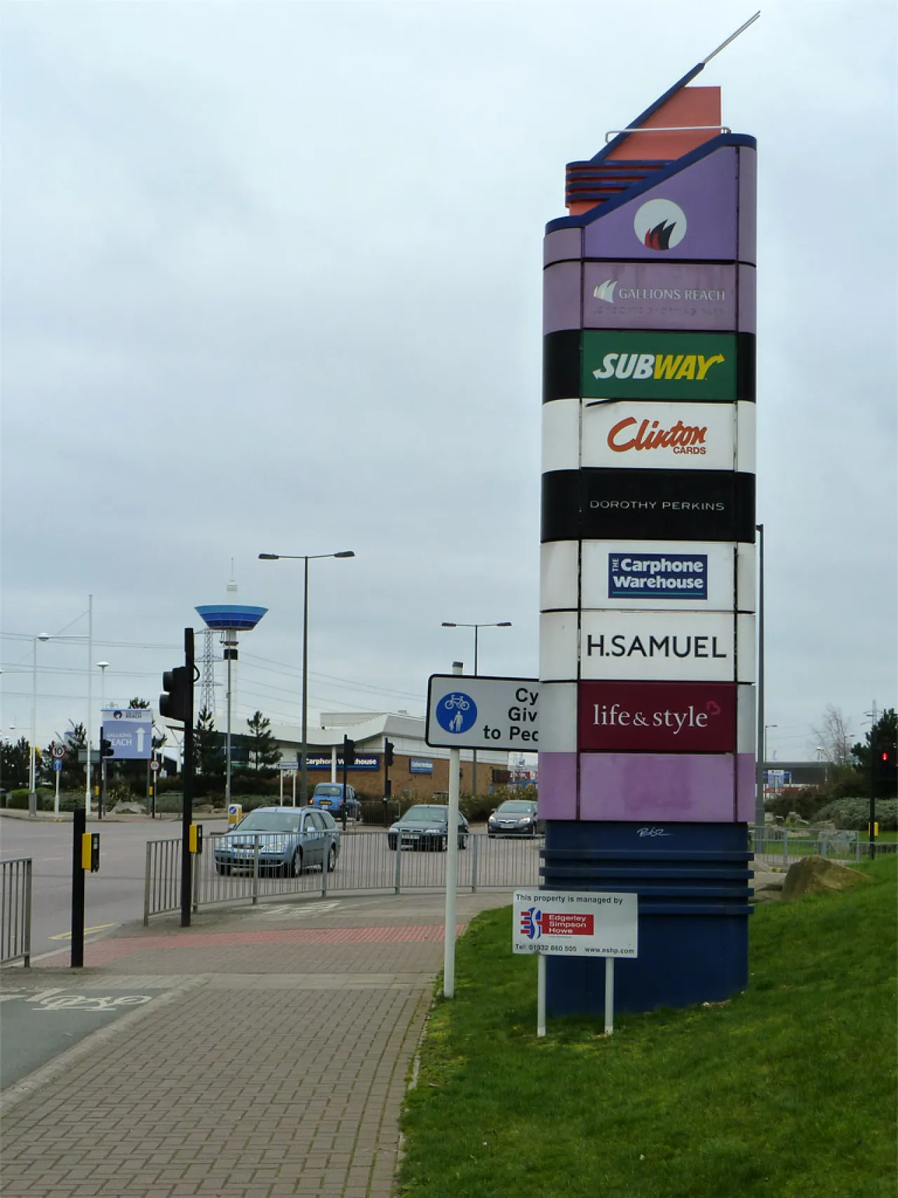 Signage for Gallions Reach Shopping Park, Beckton