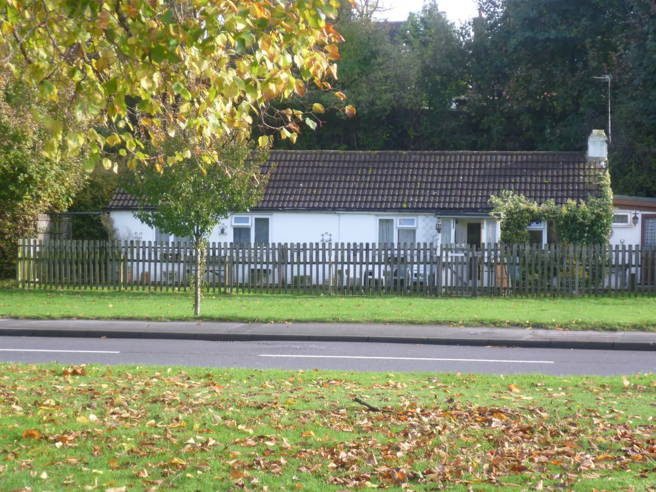 A bungalow along a residential road in Green Street Green