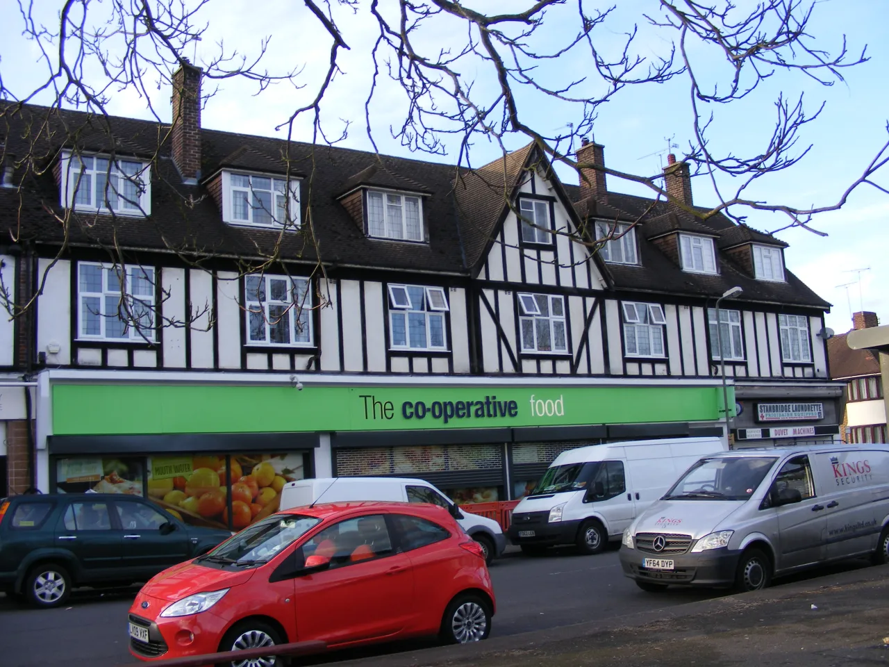 The Co-operative Food store, a half-timbered building in Green Street Green