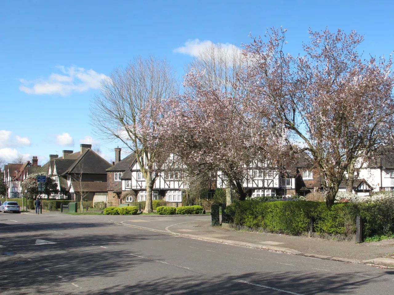 Tree-lined residential street on the Hanger Hill Garden Estate, Ealing