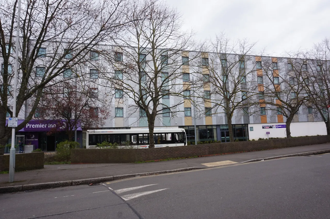 Premier Inn hotel on Bath Road in Longford, part of the hotel strip near Heathrow Airport