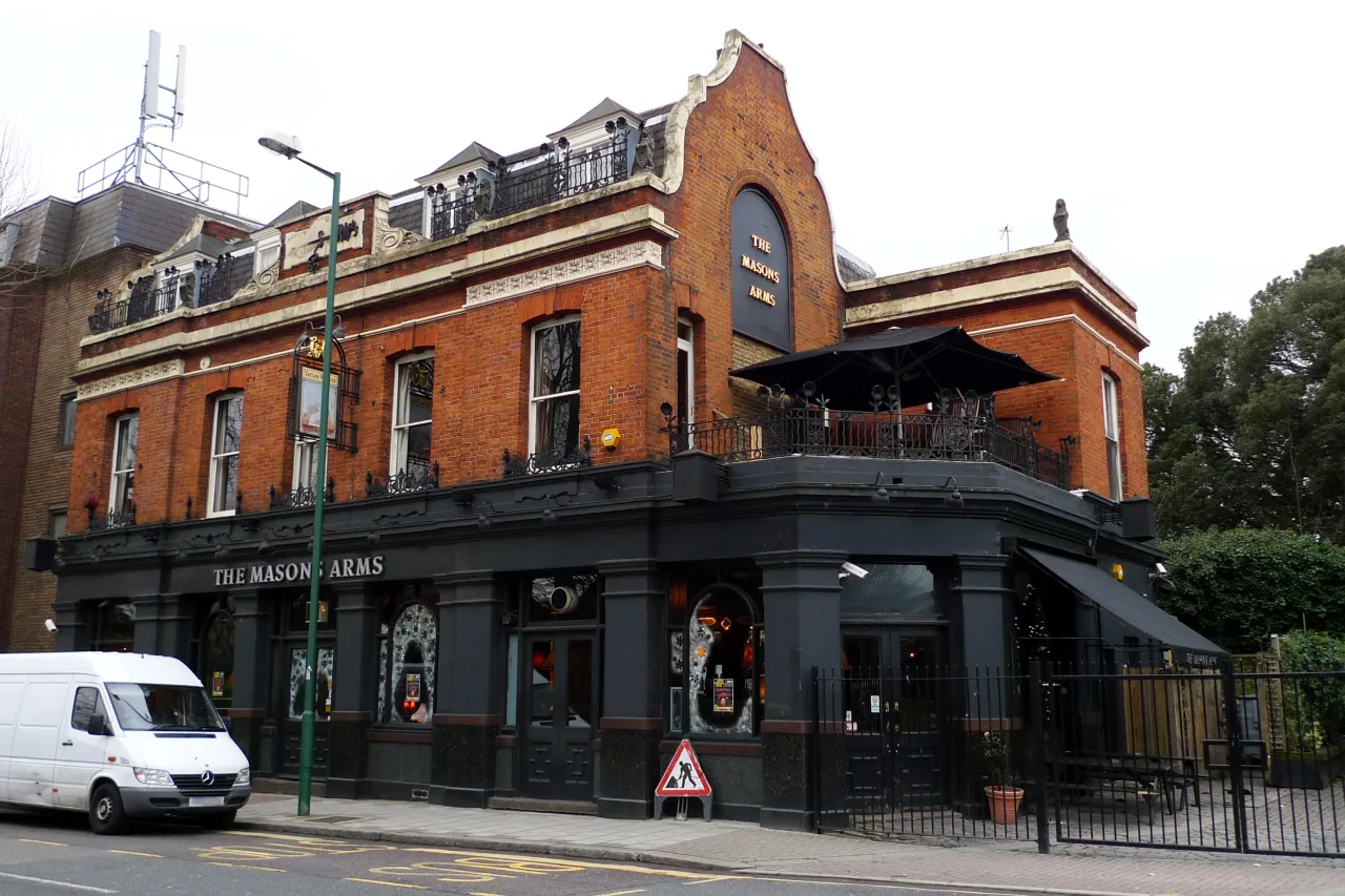 The Mason's Arms pub on Harrow Road, Kensal Green, near the cemetery and station