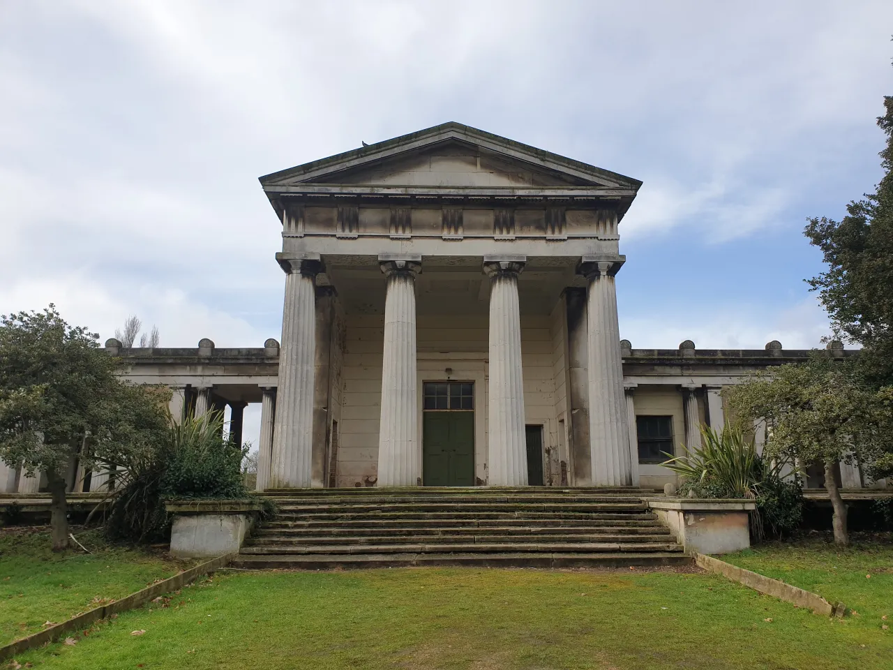 The Anglican chapel and colonnades at Kensal Green Cemetery, the Grade I landscape opened in 1833