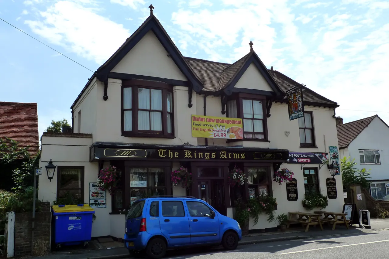 The King's Arms pub on Bath Road in Longford, near Heathrow's western edge