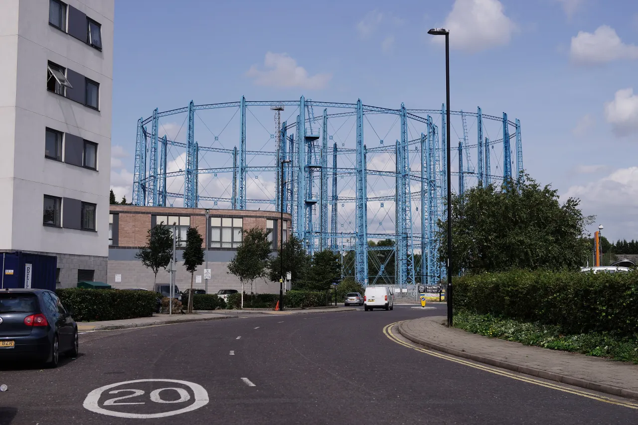 The disused gasholder frames at Bell Green, Lower Sydenham