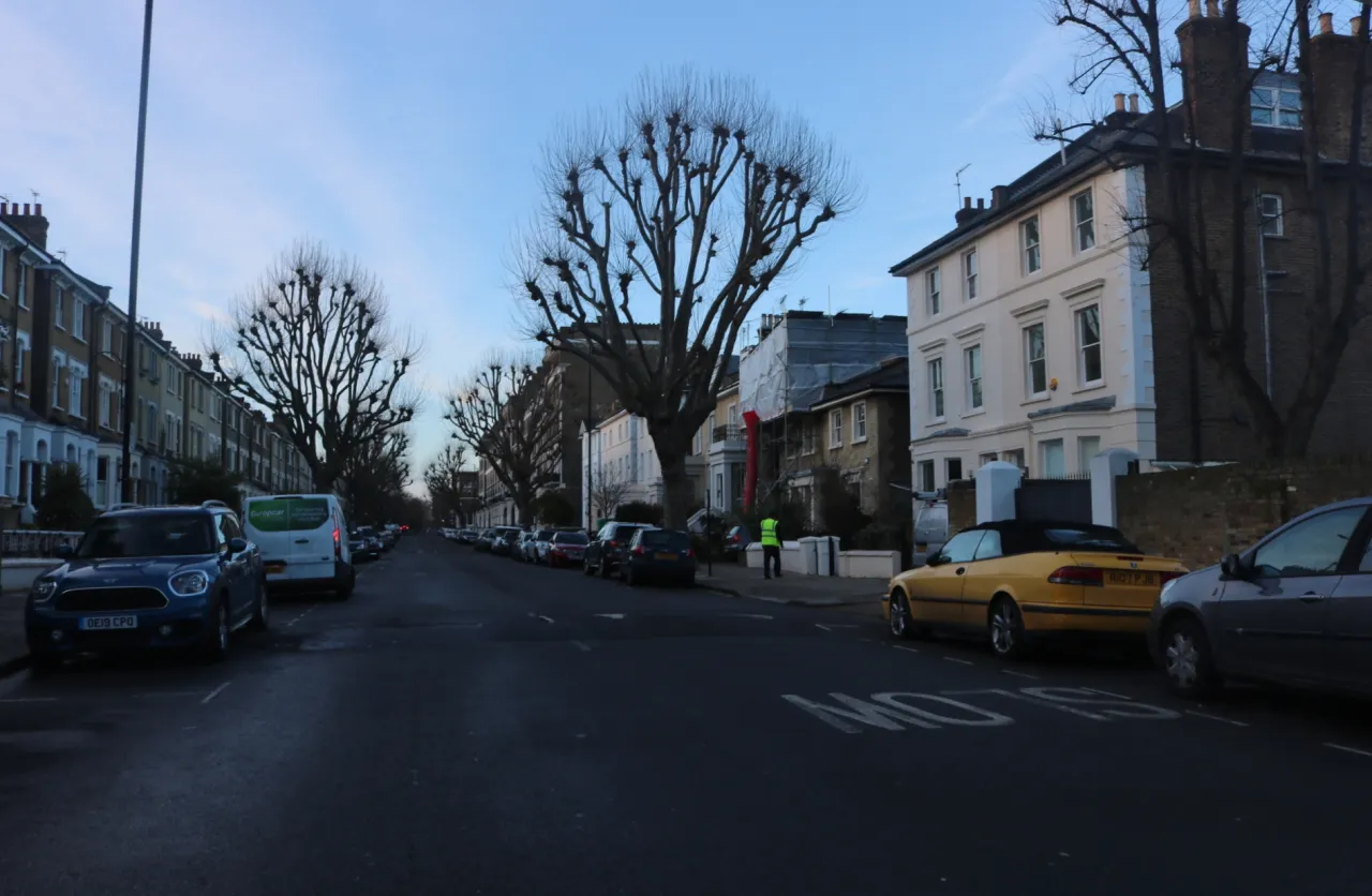 Randolph Avenue, Maida Vale, a row of white stucco Victorian villas