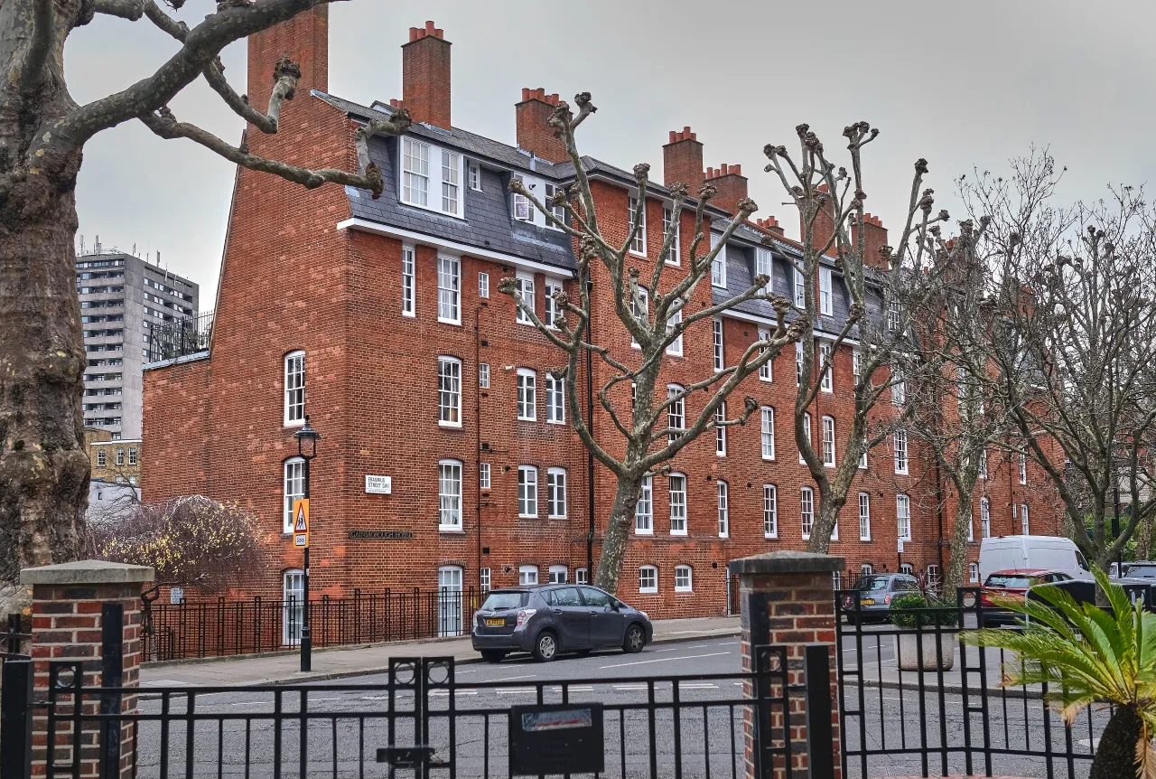 The red-brick blocks of the Millbank Estate, built by the LCC