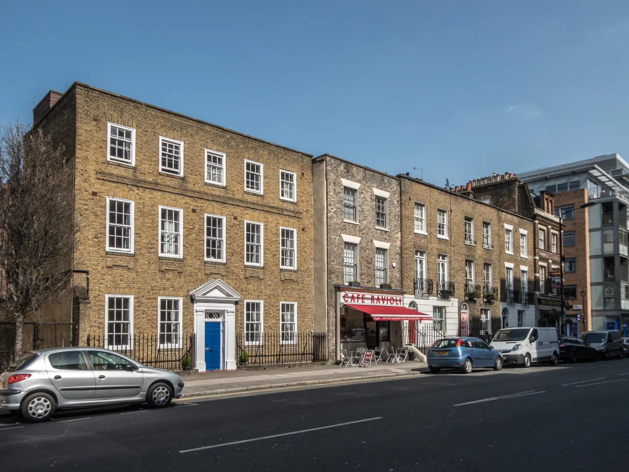Horseferry Road in Westminster, with its shops and terraced buildings