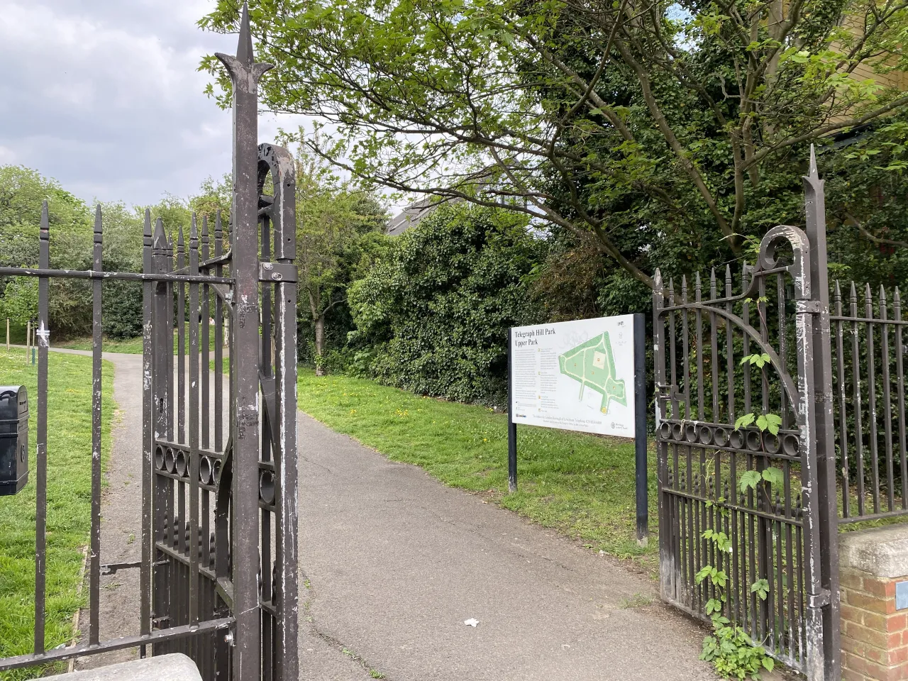 Entrance to Telegraph Hill Park, on the hill above New Cross Gate