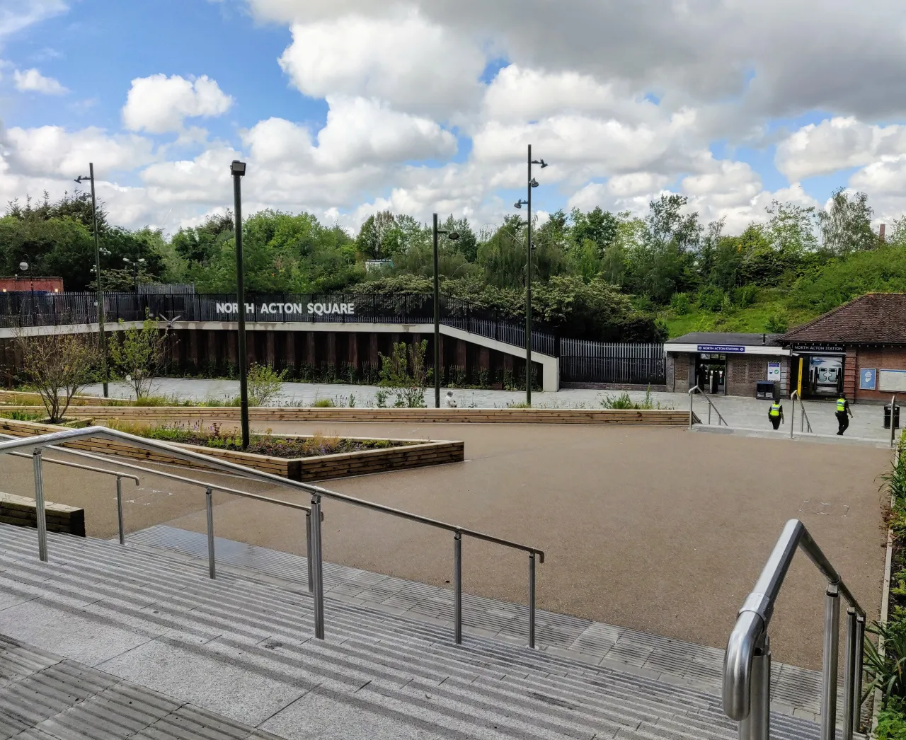 North Acton Square, the new public space built as part of the area's redevelopment
