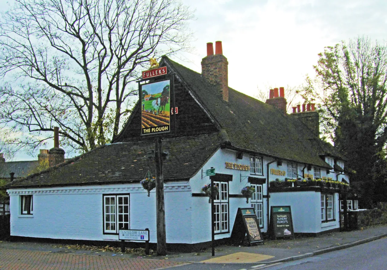 The Plough pub on the corner in Norwood Green, west London