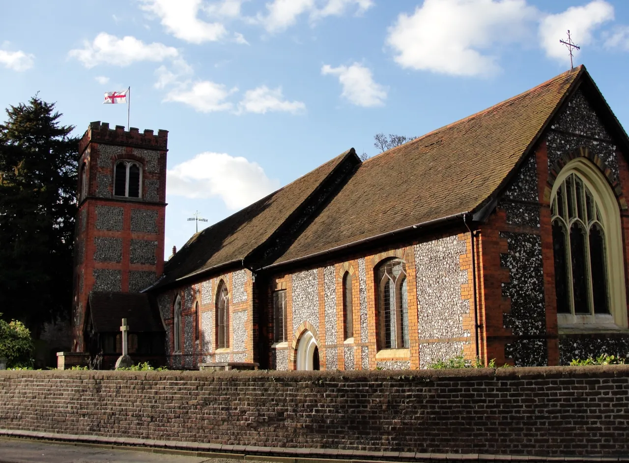 St Mary the Virgin parish church in Norwood Green, seen from the east