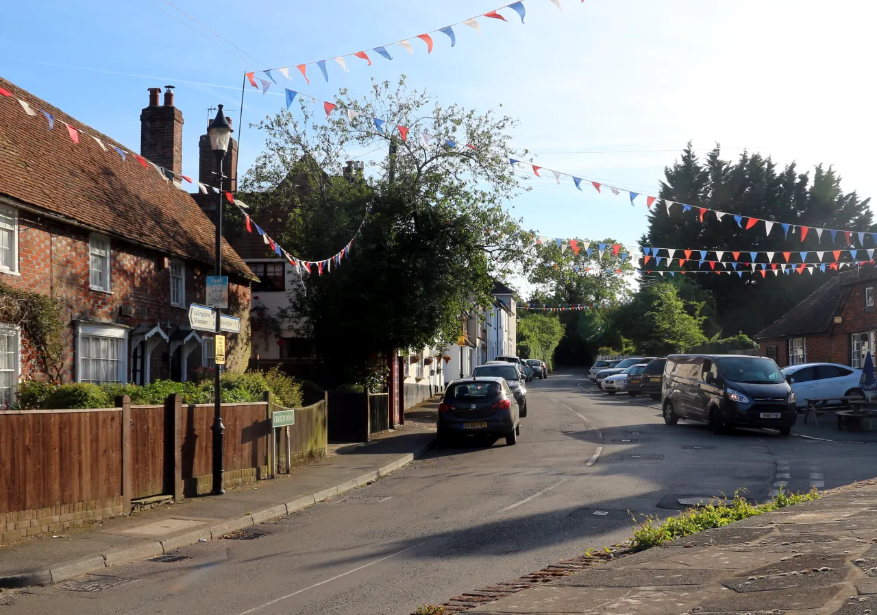 Village street of period houses in Chelsfield, near Pratt's Bottom