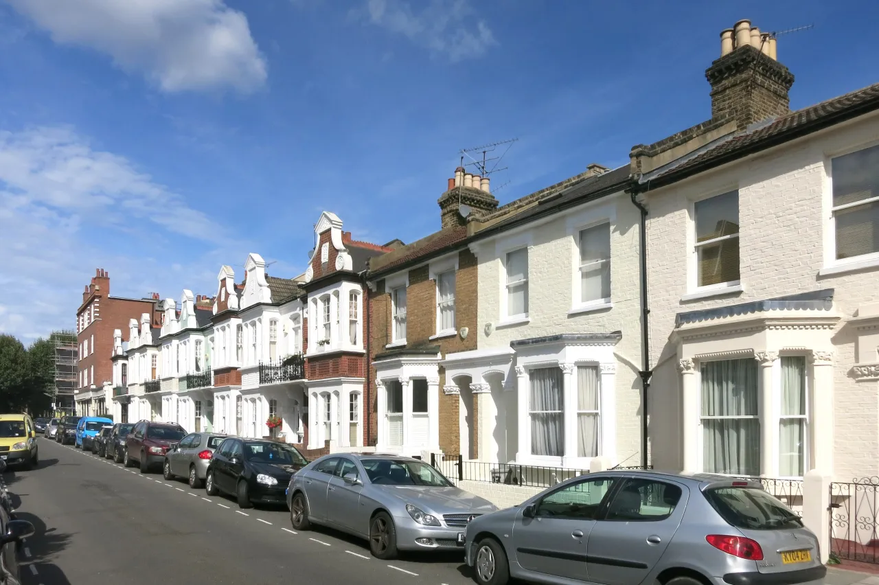 Terraced houses on Epple Road in Sands End, Fulham