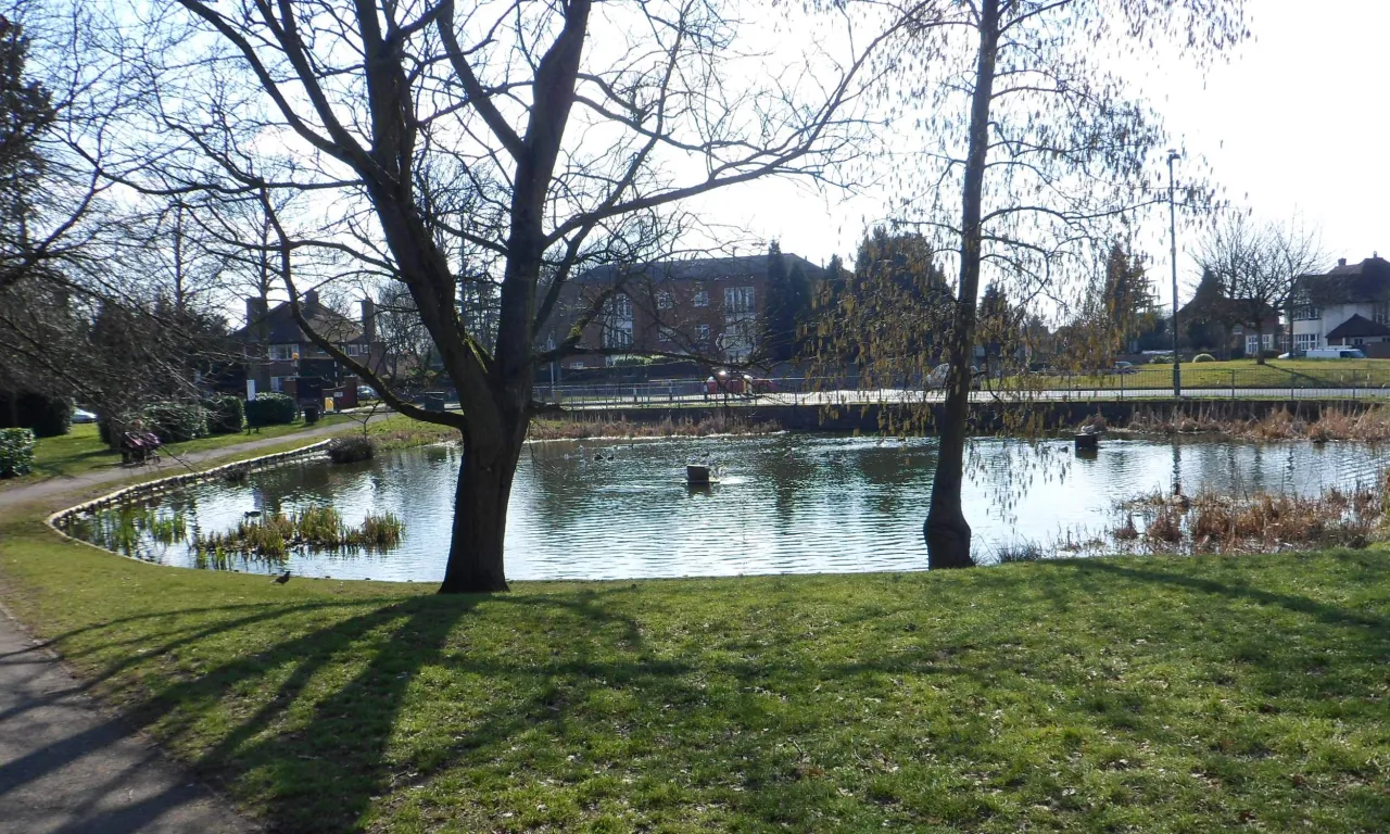 Sanderstead Village Pond near South Croydon, with autumn trees