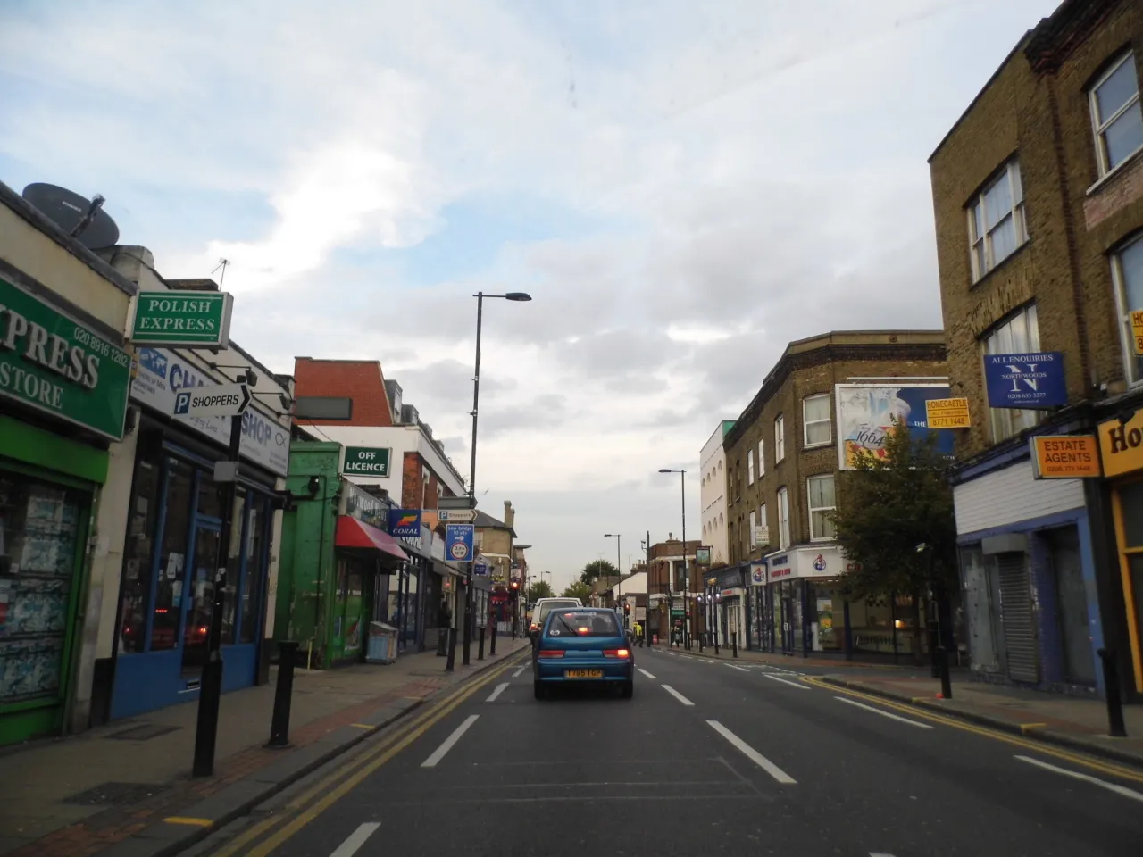 South Norwood High Street, with shops on both sides
