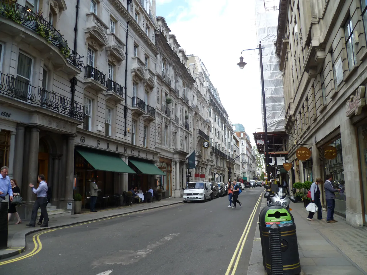 Jermyn Street in St James's, lined with shops and pedestrians