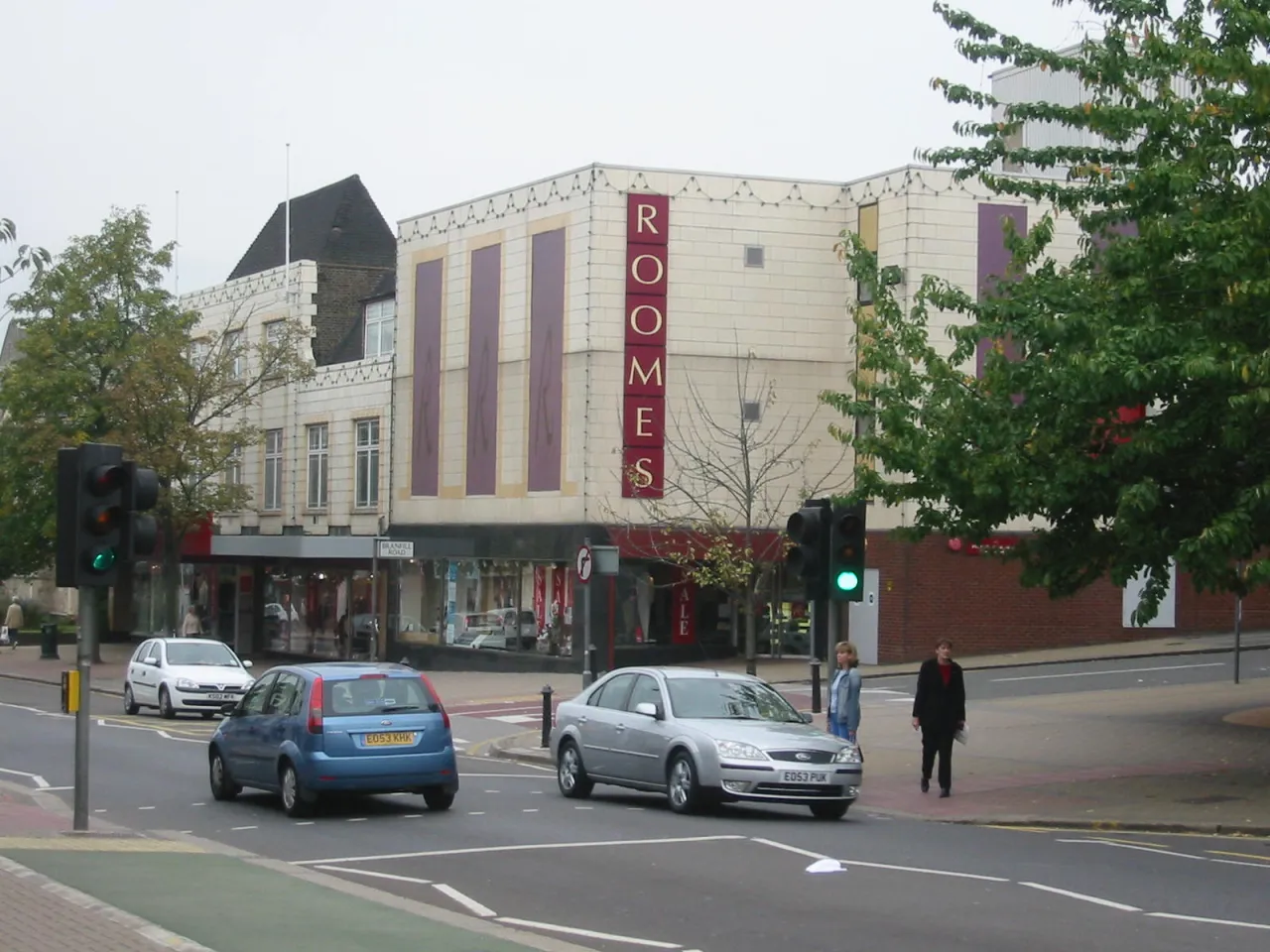 Roomes department store and shops on Station Road, Upminster town centre