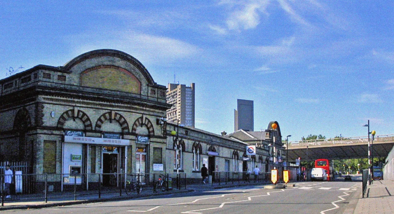 Westbourne Park station's exterior building on a sunny day