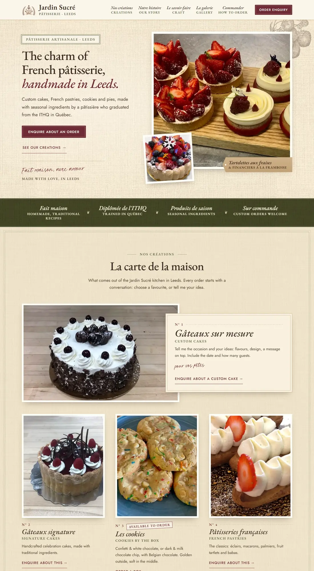 The Jardin Sucré website, designed by PrimeStart