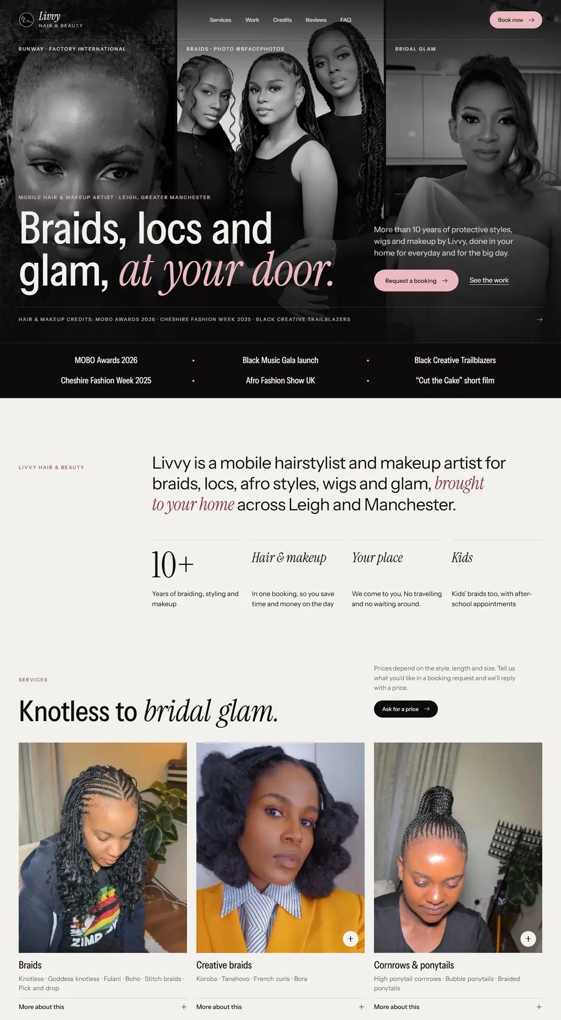 The Livvy Hair & Beauty website, designed by PrimeStart
