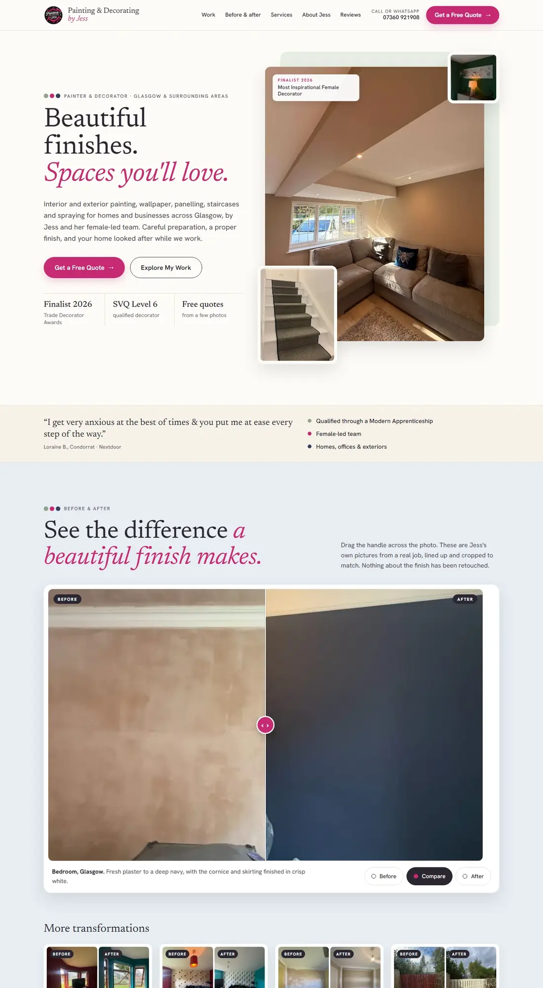 The Painting & Decorating by Jess website, designed by PrimeStart