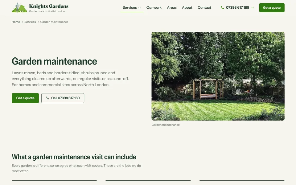 The garden maintenance page